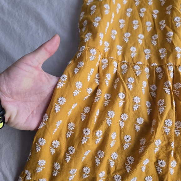 J. Crew Tiered Cotton Voile Dress Floating Sunflowers XS Yellow Cottagecore - Picture 9 of 15